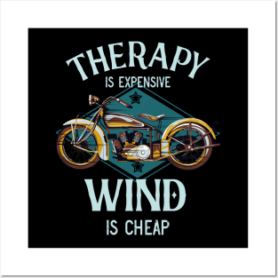 Motorcycle Therapy Wind Vintage Biker Gift Posters and Art